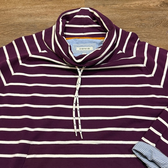 Orvis Burgundy and White Cowl Neck Striped Top - Picture 4 of 7